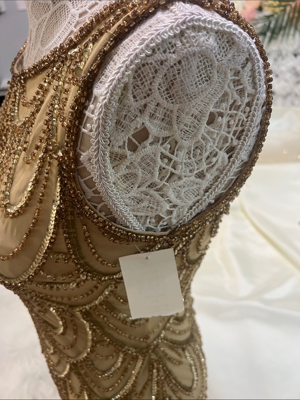 Pisarro Nights Gold Beaded Scallop-Pattern Mini Dress - Picture 4 of 17